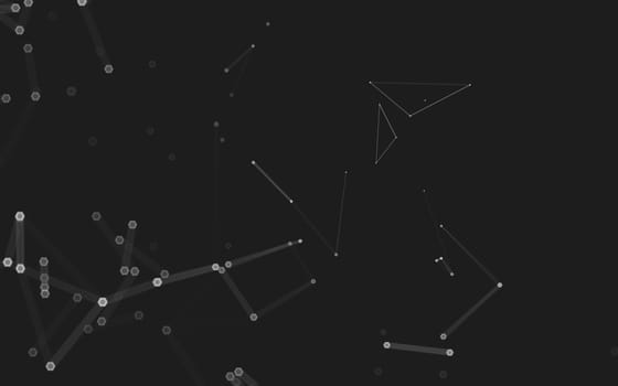 Abstract polygonal space low poly dark background with connecting dots and lines. Connection structure. 3d rendering