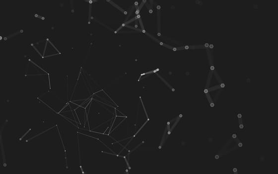 Abstract polygonal space low poly dark background with connecting dots and lines. Connection structure. 3d rendering