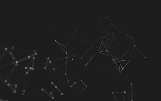 Abstract polygonal space low poly dark background with connecting dots and lines. Connection structure. 3d rendering