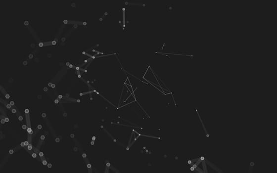 Abstract polygonal space low poly dark background with connecting dots and lines. Connection structure. 3d rendering