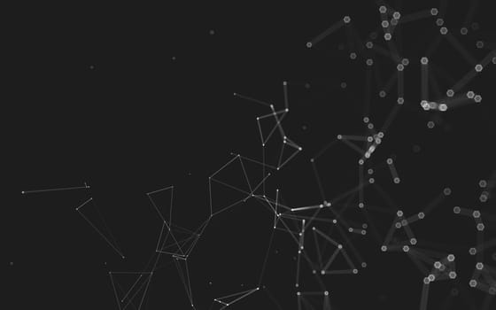 Abstract polygonal space low poly dark background with connecting dots and lines. Connection structure. 3d rendering