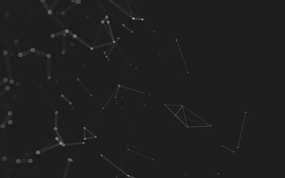 Abstract polygonal space low poly dark background with connecting dots and lines. Connection structure. 3d rendering