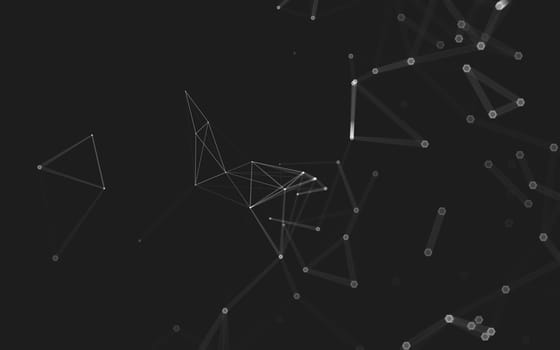 Abstract polygonal space low poly dark background with connecting dots and lines. Connection structure. 3d rendering