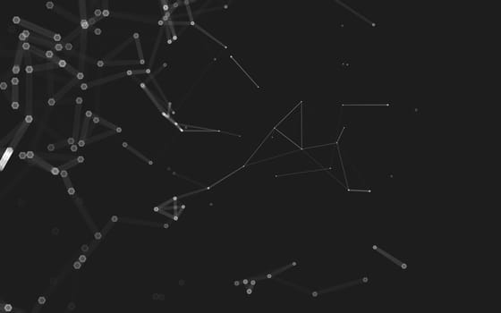 Abstract polygonal space low poly dark background with connecting dots and lines. Connection structure. 3d rendering