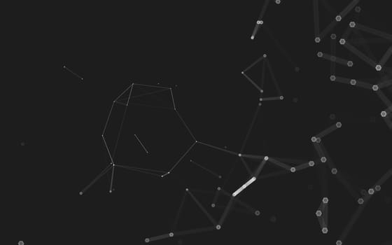 Abstract polygonal space low poly dark background with connecting dots and lines. Connection structure. 3d rendering