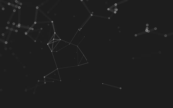 Abstract polygonal space low poly dark background with connecting dots and lines. Connection structure. 3d rendering