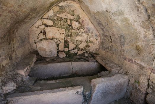 Demre, Turkey - July, 2015: sarcophagus in St Nicholas church in Demre Turkey