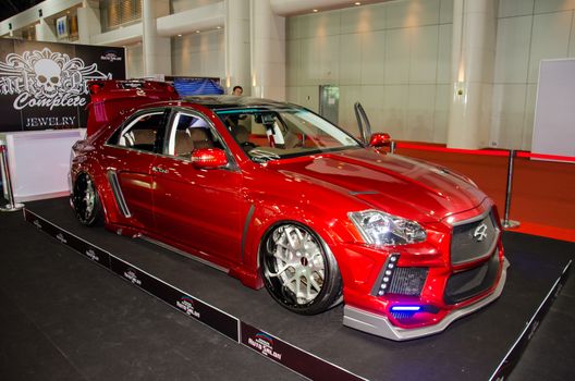 NONTHABURI - JUNE 22 : Toyota Crown BlackPearl car on display at Bangkok International Auto Salon 2016 Exciting Modified Car Show on June 22, 2016 in Nonthaburi, Thailand.