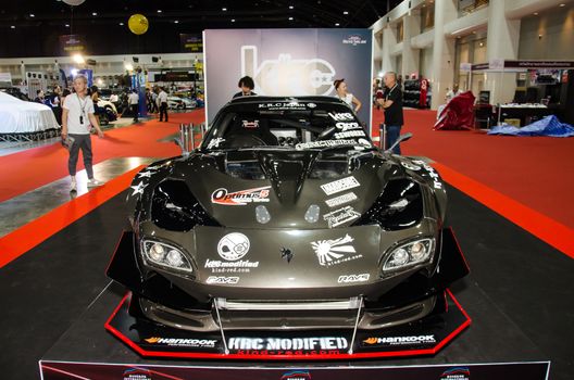 NONTHABURI - JUNE 22 : Mazda RX-7 KRC car on display at Bangkok International Auto Salon 2016 Exciting Modified Car Show on June 22, 2016 in Nonthaburi, Thailand.