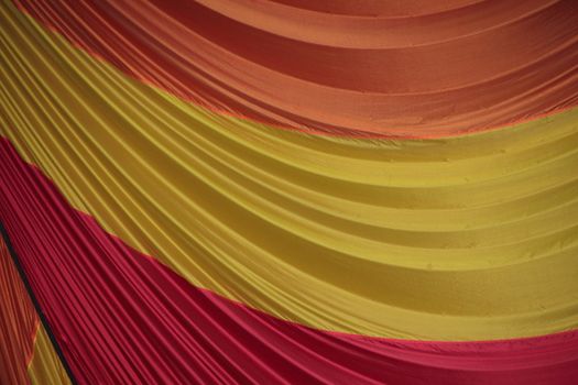 Closeup on Parachute Fabric in Three Colors with Fold
