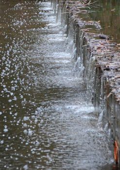 Vertical view of small Embankment under strong Pressure after Rainfall