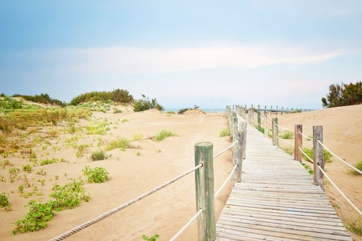Sand dunes at the beach of Tarragona, in Catalonia, Spain.