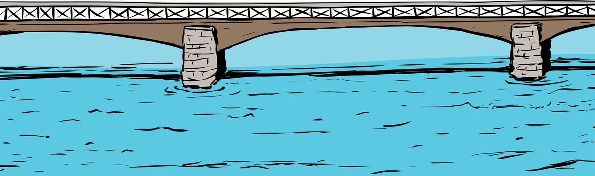 Illustration of Skeppsholmsen bridge spanning across water in Stockholm