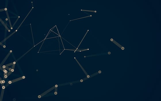 Abstract polygonal space low poly dark background with connecting dots and lines. Connection structure. 3d rendering