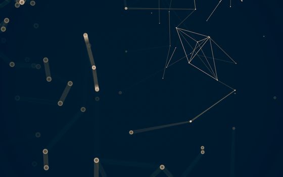 Abstract polygonal space low poly dark background with connecting dots and lines. Connection structure. 3d rendering