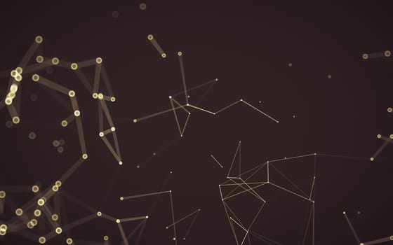 Abstract polygonal space low poly dark background with connecting dots and lines. Connection structure. 3d rendering