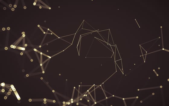 Abstract polygonal space low poly dark background with connecting dots and lines. Connection structure. 3d rendering