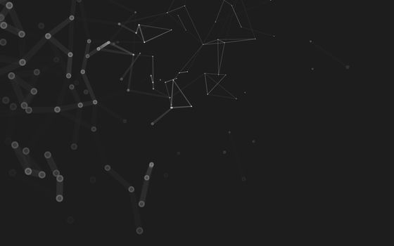 Abstract polygonal space low poly dark background with connecting dots and lines. Connection structure. 3d rendering