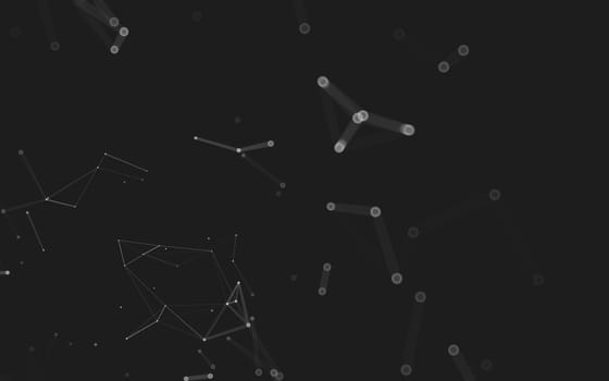 Abstract polygonal space low poly dark background with connecting dots and lines. Connection structure. 3d rendering