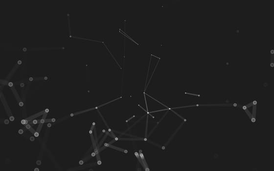 Abstract polygonal space low poly dark background with connecting dots and lines. Connection structure. 3d rendering