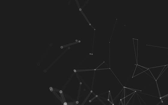 Abstract polygonal space low poly dark background with connecting dots and lines. Connection structure. 3d rendering