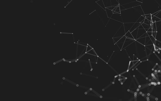 Abstract polygonal space low poly dark background with connecting dots and lines. Connection structure. 3d rendering