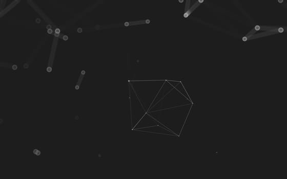 Abstract polygonal space low poly dark background with connecting dots and lines. Connection structure. 3d rendering