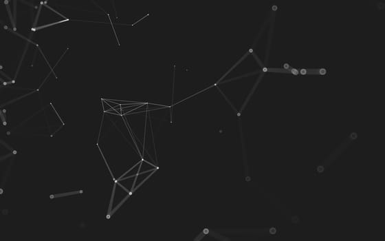 Abstract polygonal space low poly dark background with connecting dots and lines. Connection structure. 3d rendering