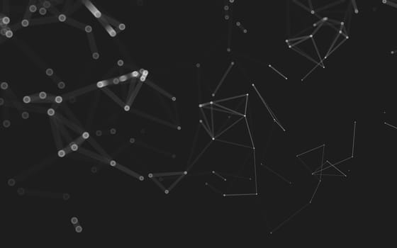 Abstract polygonal space low poly dark background with connecting dots and lines. Connection structure. 3d rendering