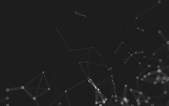 Abstract polygonal space low poly dark background with connecting dots and lines. Connection structure. 3d rendering