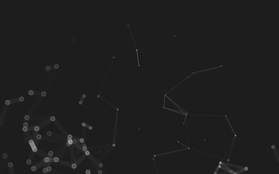 Abstract polygonal space low poly dark background with connecting dots and lines. Connection structure. 3d rendering