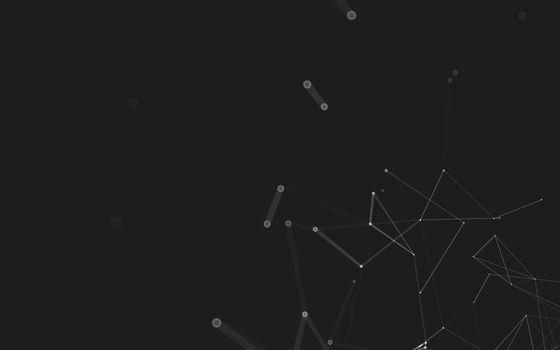 Abstract polygonal space low poly dark background with connecting dots and lines. Connection structure. 3d rendering