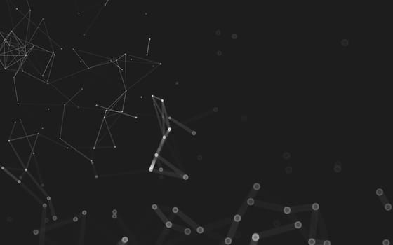 Abstract polygonal space low poly dark background with connecting dots and lines. Connection structure. 3d rendering