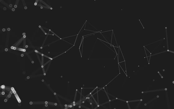 Abstract polygonal space low poly dark background with connecting dots and lines. Connection structure. 3d rendering