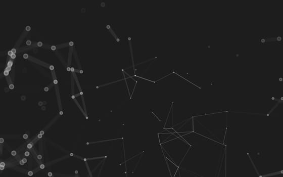 Abstract polygonal space low poly dark background with connecting dots and lines. Connection structure. 3d rendering