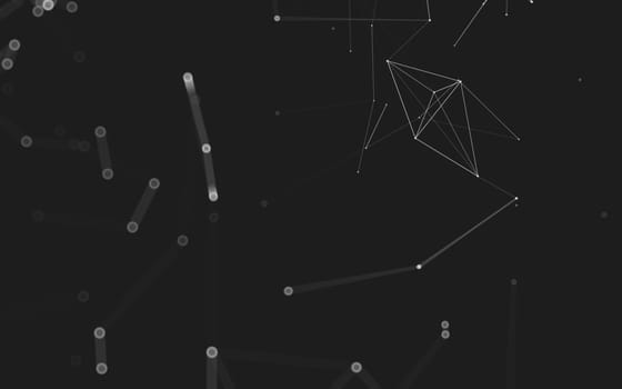 Abstract polygonal space low poly dark background with connecting dots and lines. Connection structure. 3d rendering