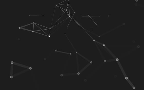 Abstract polygonal space low poly dark background with connecting dots and lines. Connection structure. 3d rendering