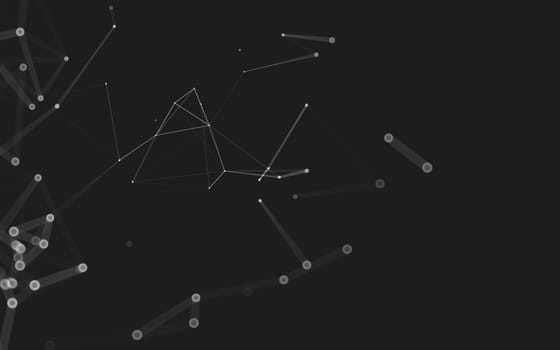 Abstract polygonal space low poly dark background with connecting dots and lines. Connection structure. 3d rendering