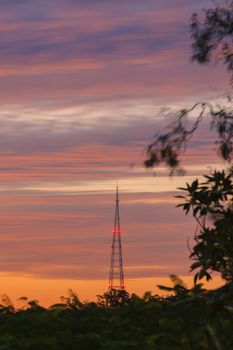 Broadcasting tower at evening light in Brisbane, Queensland.