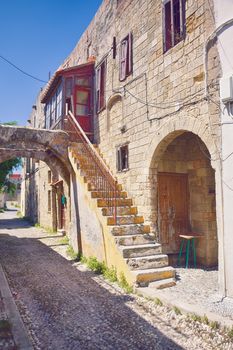 Photo of the old town  street, Rhodes island, Greece