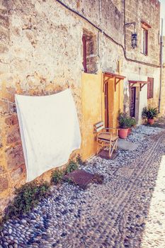 Photo of the old town  street, Rhodes island, Greece