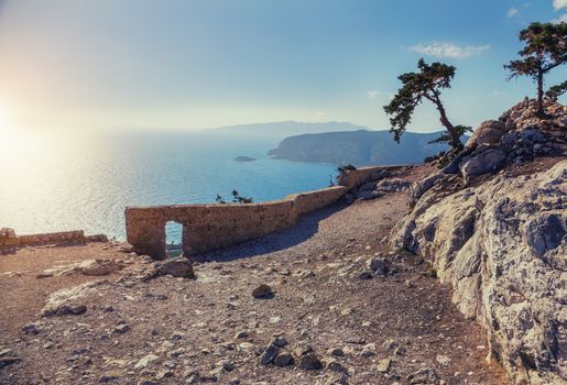 Photo of ruins of Monolithos castle on Rhodes island in Greece