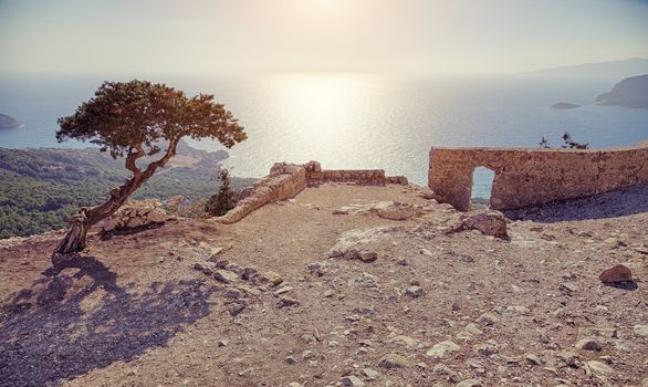 Photo of ruins of Monolithos castle on Rhodes island in Greece