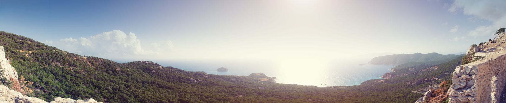 panoramic  Photo of ruins of Monolithos castle on Rhodes island in Greece