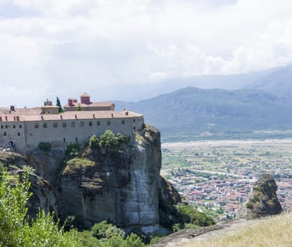 view of the ancient Greek monasteries located in the mountains