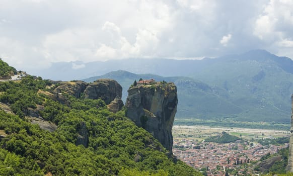 view of the ancient Greek monasteries located in the mountains