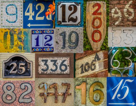 Collage Of Various House Numbers From Around The World Including France, UK, Netherlands, Hawaii, Canada And Germany