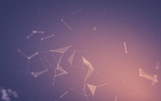 Abstract polygonal space low poly dark background with connecting dots and lines. Connection structure. 3d rendering