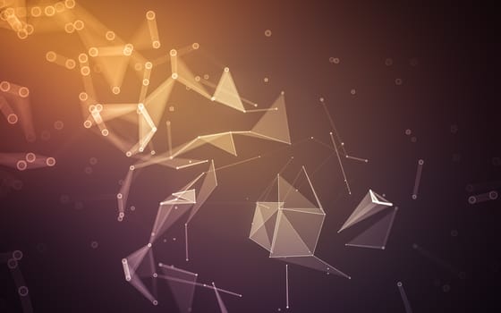 Abstract polygonal space low poly dark background with connecting dots and lines. Connection structure. 3d rendering