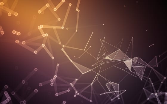 Abstract polygonal space low poly dark background with connecting dots and lines. Connection structure. 3d rendering